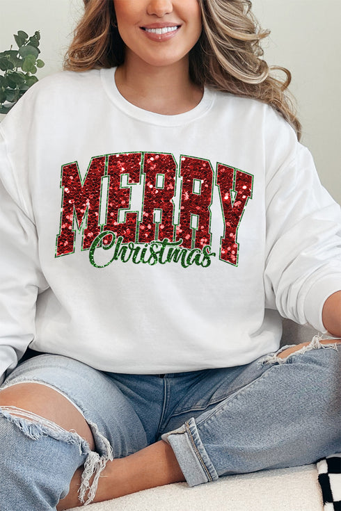 Glitz Merry Christmas Heavy-weight Crew Sweatshirt
