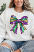 Glitzy Mardi Gras Bow Heavy-weight Crew Sweatshirt