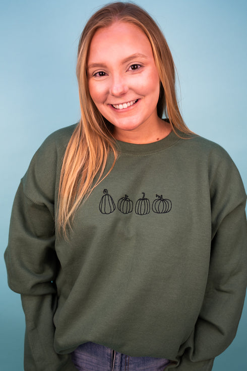 Embroidered Gourd Vibes Only Heavy-weight Crew Sweatshirt