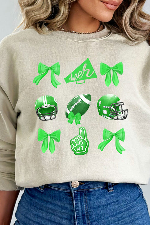 Green Blitz And Bows Heavy-weight Crew Sweatshirt