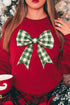 Green Gingham Bow Heavy-weight Crew Sweatshirt