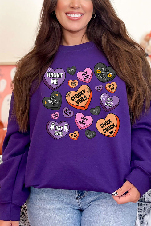 Halloween Candy Hearts Heavy-weight Crew Sweatshirt