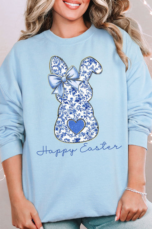 Happy Easter Chinoiserie Bunny Heavy-weight Crew Sweatshirt