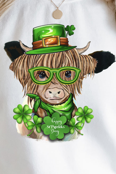 Happy St. Patrick's Day Highland Cow Heavy-weight Crew Sweatshirt