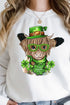Happy St. Patrick's Day Highland Cow Heavy-weight Crew Sweatshirt