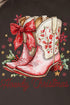 Howdy Christmas Coquette Boots Heavy-weight Crew Sweatshirt