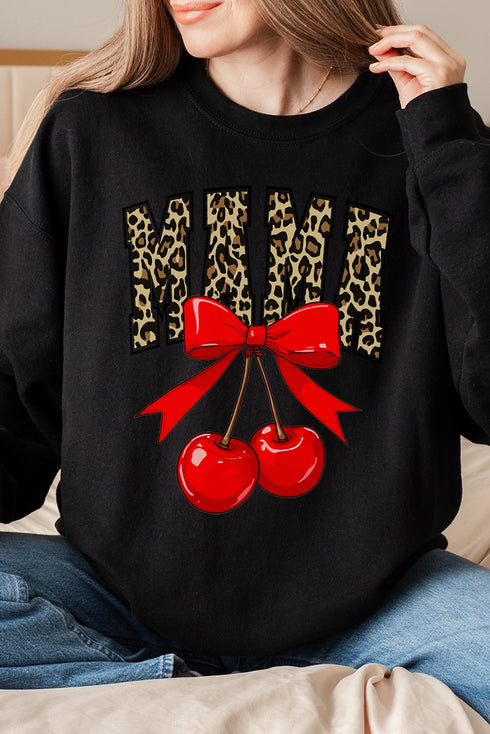 Leopard Cherry Mama Heavy-weight Crew Sweatshirt