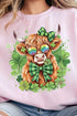 Lucky Clover Highland Cow Heavy-weight Crew Sweatshirt