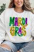 Mardi Gras Doodle Faux Glitter Heavy-weight Crew Sweatshirt