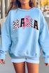 Neon Lightning Bolt Checkered Mama Heavy-weight Crew Sweatshirt