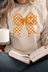 Orange Checkered Coquette Bow Heavy-weight Crew Sweatshirt