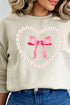 Pearl Heart Coquette Bow Heavy-weight Crew Sweatshirt