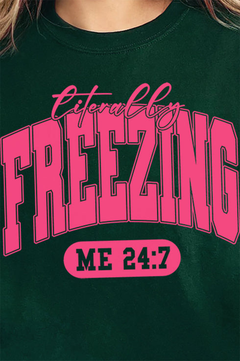 Pink Literally Freezing Heavy-weight Crew Sweatshirt