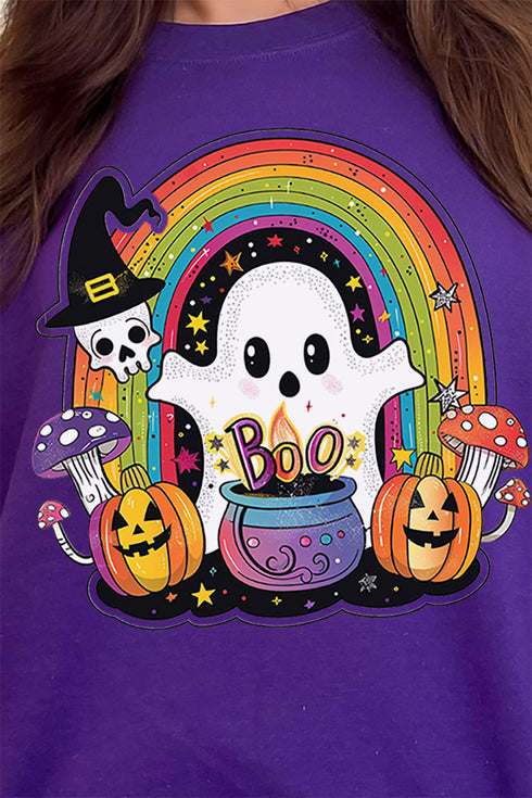 Rainbow Colorful Boo Heavy-weight Crew Sweatshirt