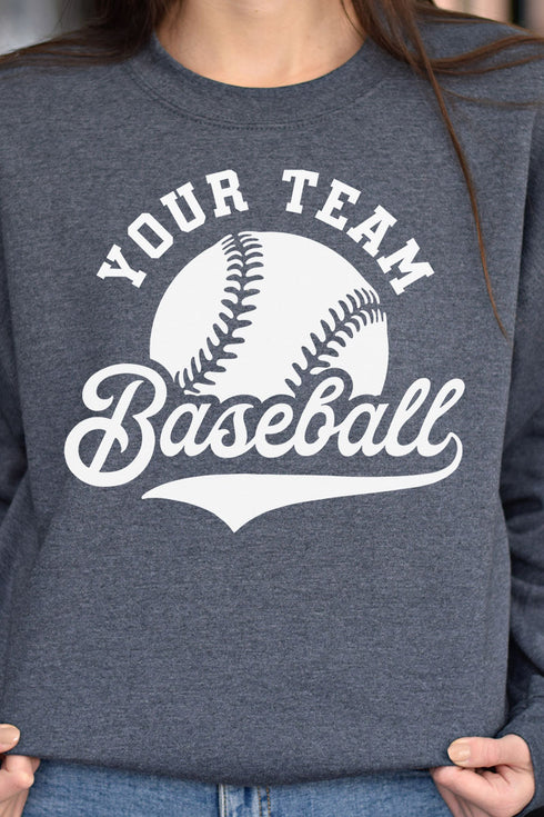 Retro Baseball Your Team Heavy-weight Crew Sweatshirt