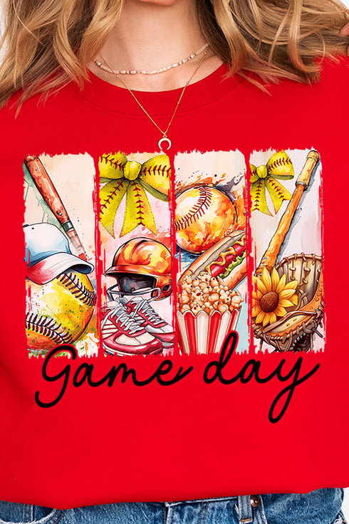 Retro Softball Game Day Heavy-weight Crew Sweatshirt