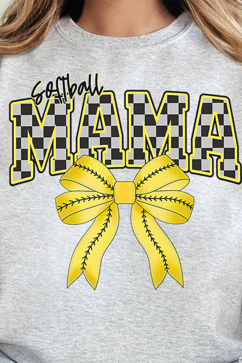 Softball Checkered Mama Heavy-weight Crew Sweatshirt