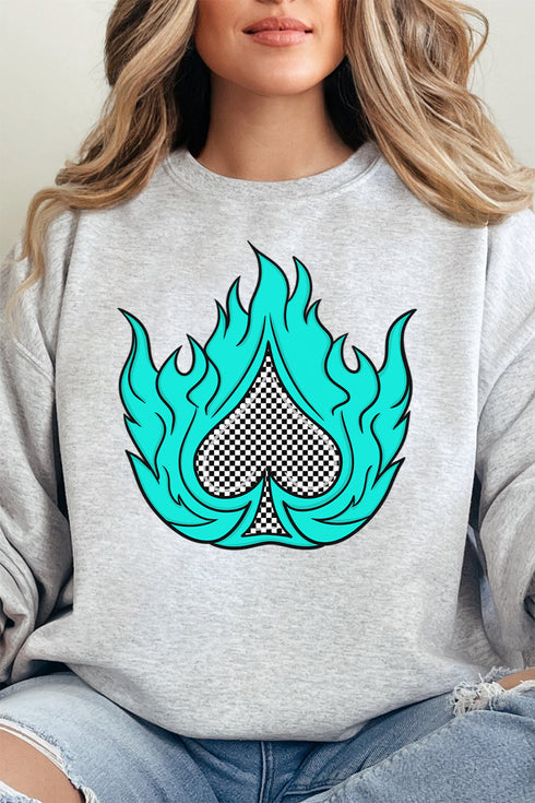 Spade In Flames Heavy-weight Crew Sweatshirt