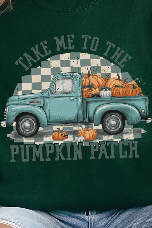 Turquoise Pumpkin Patch Truck Heavy-weight Crew Sweatshirt