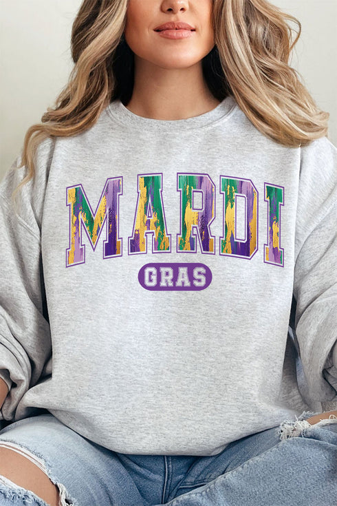 Watercolor Mardi Gras Heavy-weight Crew Sweatshirt