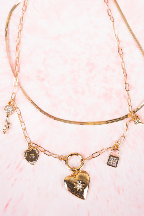 Key To My Heart Goldtone Layered Necklace
