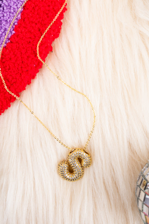 Goldtone Crystal Pave "S" Necklace