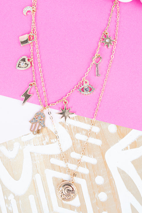 Open Minded Meditation Layered Goldtone Necklace