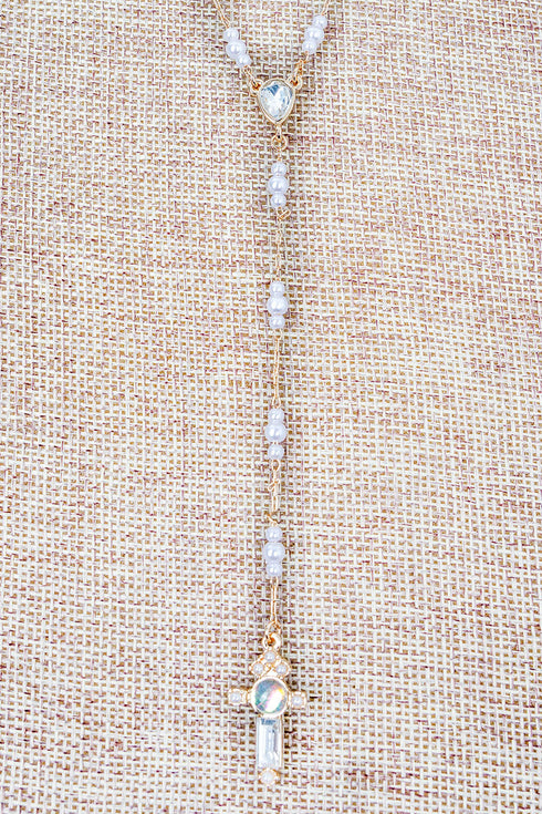 Steadfast Goldtone Cross Y Necklace