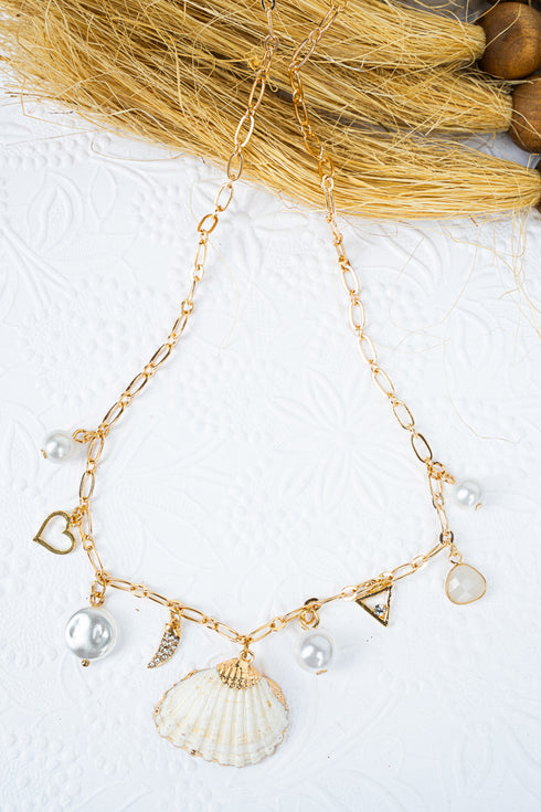Beachcombing Goldtone Charm Necklace