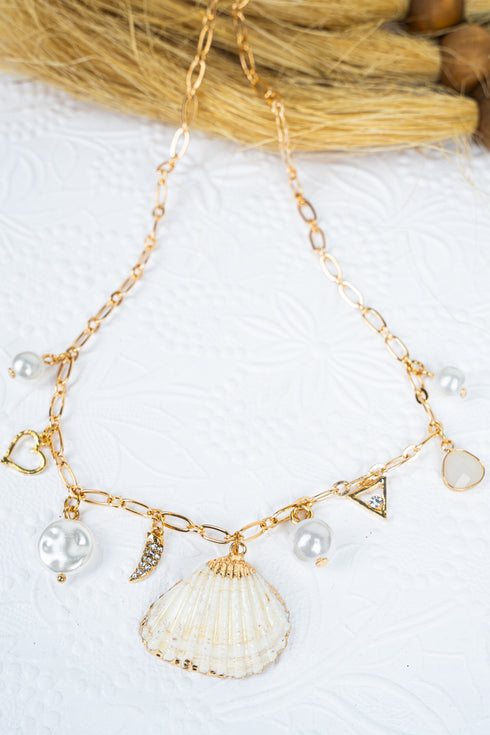 Beachcombing Goldtone Charm Necklace