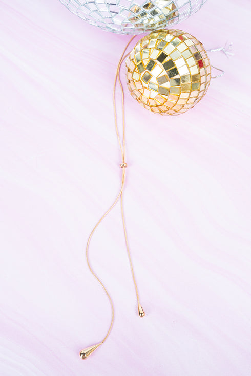 Goldtone Teardrop Slider Necklace