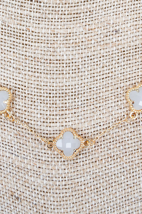 White Skyline Sparkle Goldtone Necklace