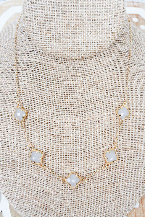 White Skyline Sparkle Goldtone Necklace