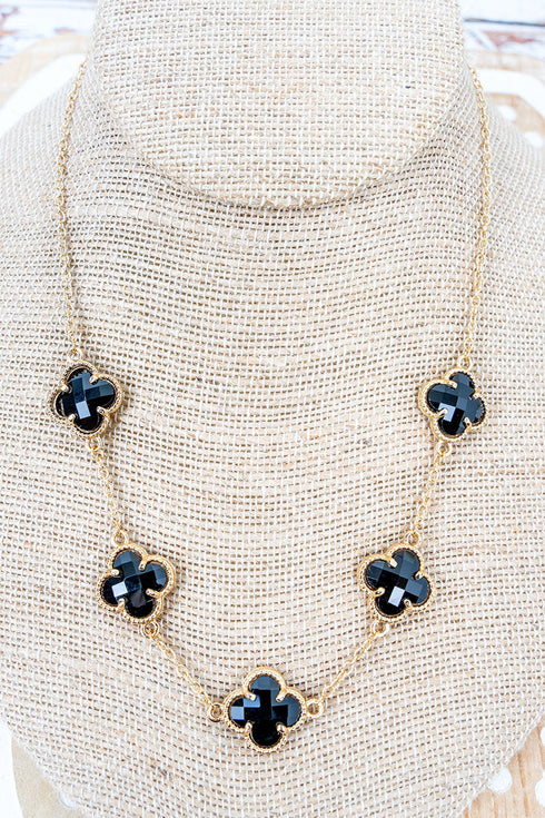Black Moonlight City Goldtone Necklace