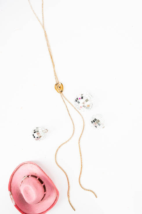 Lariat Luxe Goldtone Cowgirl Hat Slider Necklace