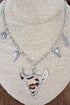 Wild Soul Leopard Steer Silvertone Charm Necklace