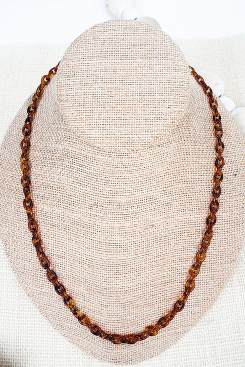 Glow Getter Brown Tortoiseshell Link Necklace