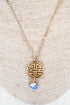 Blue Bouquet of Blessings Goldtone Necklace
