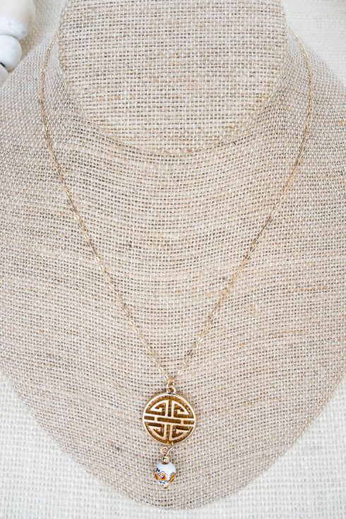 Brown Bouquet of Blessings Goldtone Necklace