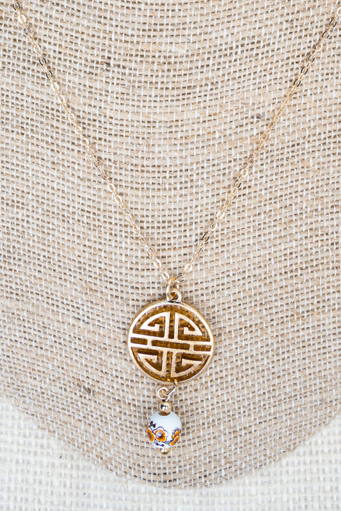 Brown Bouquet of Blessings Goldtone Necklace