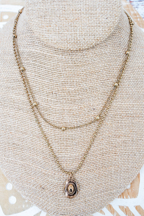 Hats Off Burnished Goldtone Layered Necklace