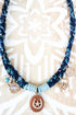 Goldtone Ranch Romance Blue Fabric Necklace