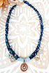 Goldtone Ranch Romance Blue Fabric Necklace