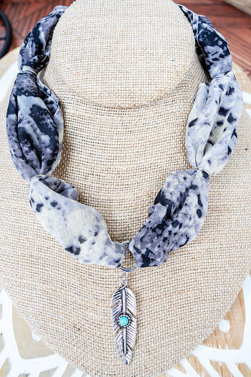 Shed Some Style Feather Pendant Fabric Necklace