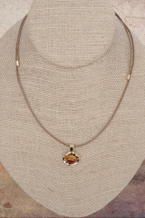Catch Your Eye Brown & Goldtone Cord Necklace