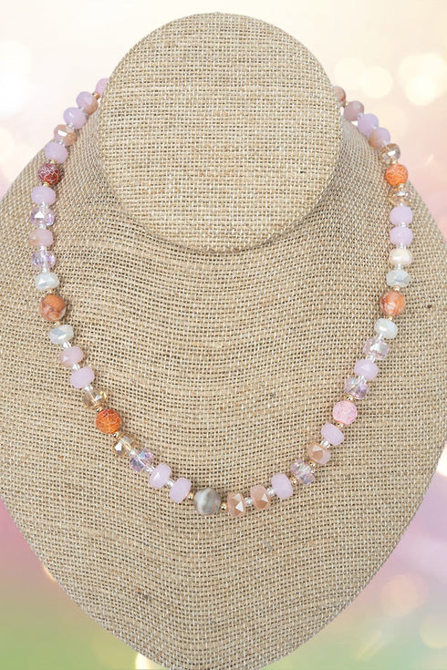 Light Rose Beaded Monaco Mood Toggle Necklace