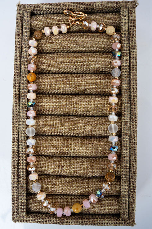 Soft Pink Beaded Monaco Mood Toggle Necklace