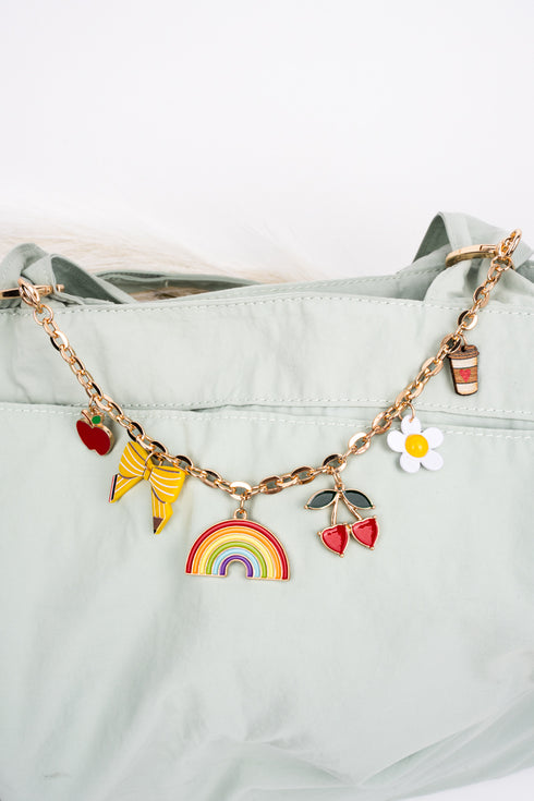 Rainbow Pop Goldtone Charm Bag Chain