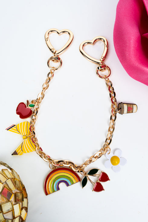 Rainbow Pop Goldtone Charm Bag Chain