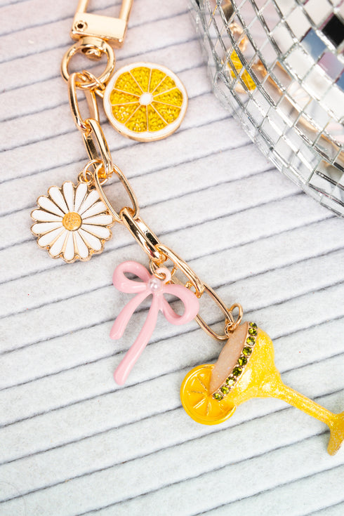 Yellow Margs & Moments Goldtone Bag Charm